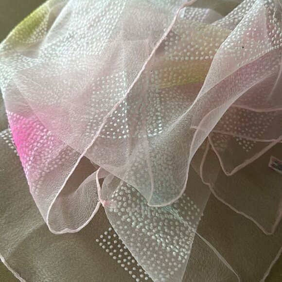 Polka Dots 29”Square Powder Pink Sheer Scarf - Picture 10 of 10
